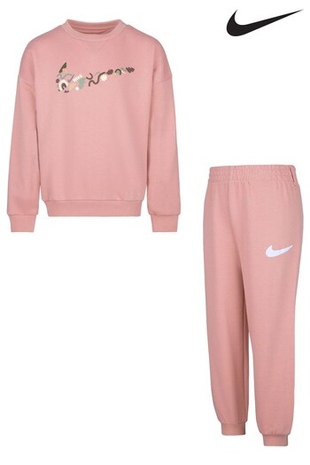 Nike infrared Dusty Red Little Kids Sweatshirt and Joggers Set (D67310) | £42
