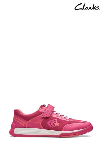 Clarks Pink Multi Fit Youth Combi Cica Star Flex Trainers (D67403) | £40 - £46