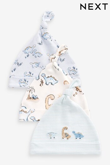 Blue Dino Baby Tie Top Hats 3 Pack (0-18mths) (D67406) | £6.50
