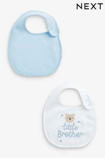 Blue/White Little Brother Baby Bibs 2 Pack (D67408) | £5.50
