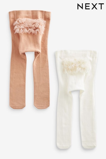 Pink/Cream Baby Tights 2 Pack (0mths-2yrs) (D67428) | £10