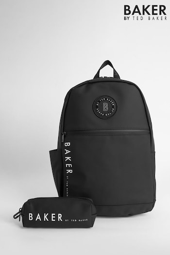 Baker by Ted Baker Boys Back to School Black Backpack with Pencil Case (D67429) | £44