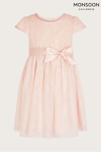 Monsoon Pink Baby Truth Sequin Lace Dress (D67492) | £36 - £39