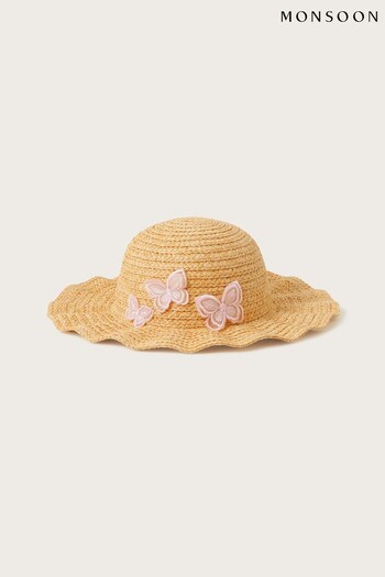 Monsoon Natural Tamsin Butterfly Wave Floppy Hat (D67496) | £14 - £15