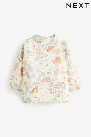 Cream Floral Baby Weaning and Feeding Sleeved Bib (6mths-3yrs) (D67553) | £9 - £10