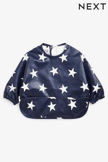 Navy Blue Star Baby Weaning And Feeding Sleeved Bibs (6mths-3yrs) (D67555) | £9 - £10