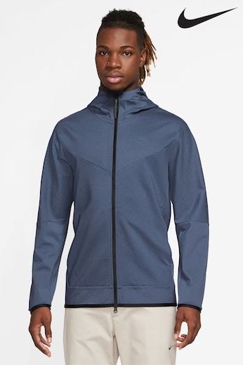Nike wearing Blue Lightweight Tech Fleece Hoodie (D67588) | £110