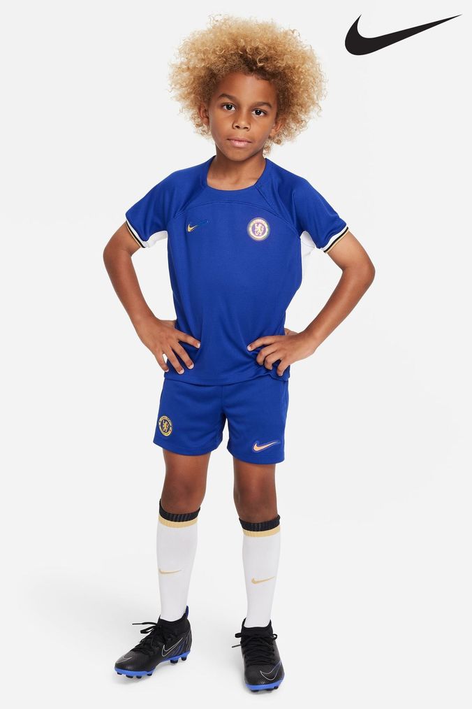 Nike Blue Kids FC 23/24 Little Home 3 Piece Kit Chelsea Shirt (D67613) | £55