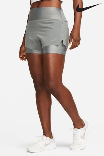 Nike Grey Dri-FIT Mid-Rise 3-inch 2-in-1 Running Shorts with Pockets (D67619) | £60