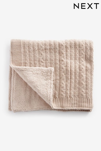 Neutral Mink Baby Knitted Blanket (D67668) | £20