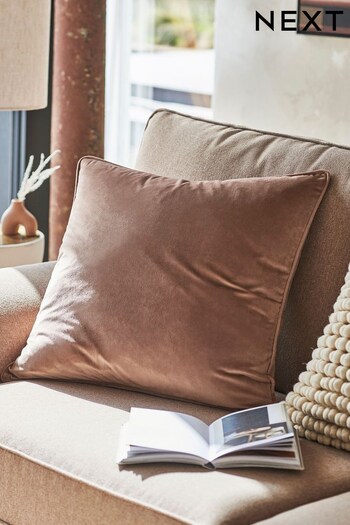 Espresso Brown Matte Velvet Large Square Cushion (D67717) | £16