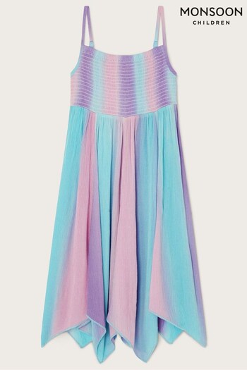 Monsoon Purple Tie Dye Shirred Hanky Hem Dress (D67758) | £26 - £30