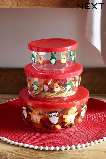 Set of 3 Red Christmas Gonk Food Storage Containers (D67829) | £20