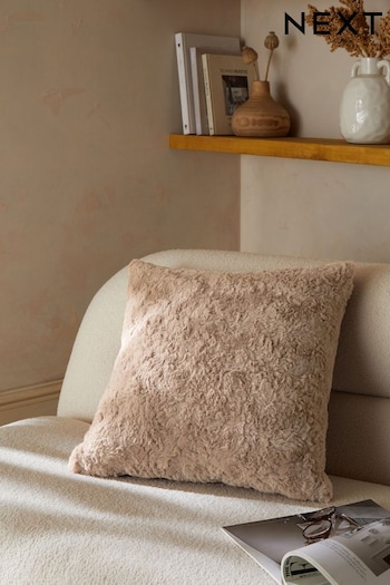 Natural Mila Textured Faux Fur Cushion (D67874) | £14