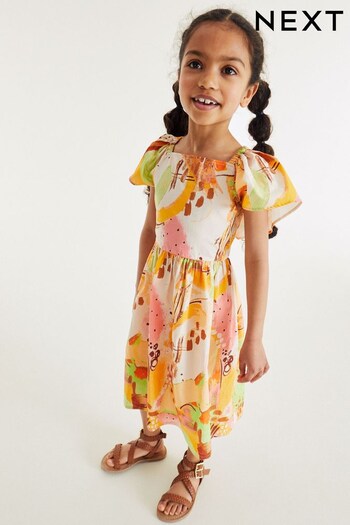 Orange Angel Sleeve Button Summer Dress (3-16yrs) (D67920) | £16 - £21