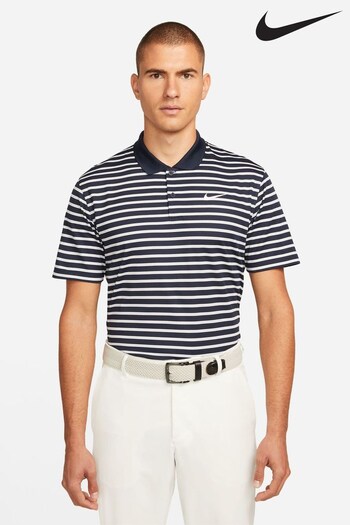 Nike Blue Dri-FIT Victory Striped Golf Polo T-Shirt (D67921) | £40