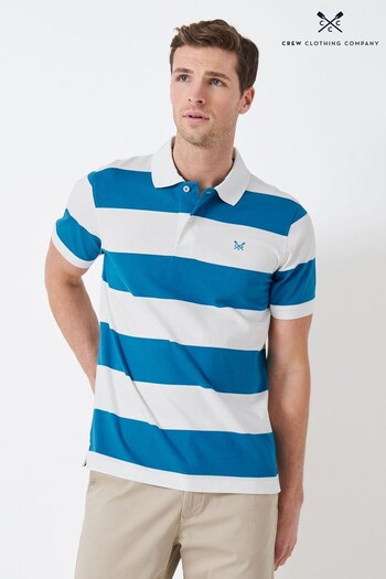 Crew Clothing Company Blue Stripe Cotton Classic Polo your Shirt (D67944) | £42