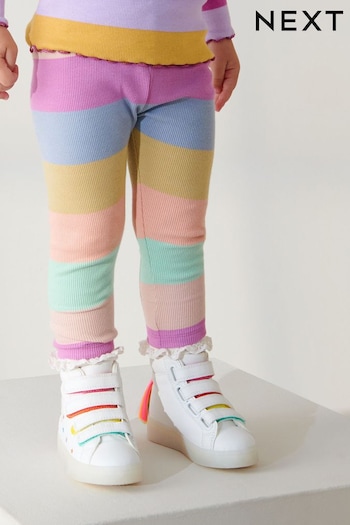 Rainbow Stripe Rib Jersey Moda Leggings (3mths-7yrs) (D68032) | £5 - £7