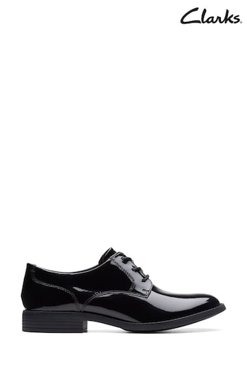 Clarks Black Standard Fit (F) Patent Leather Camzin Iris Shoes (D68078) | £65