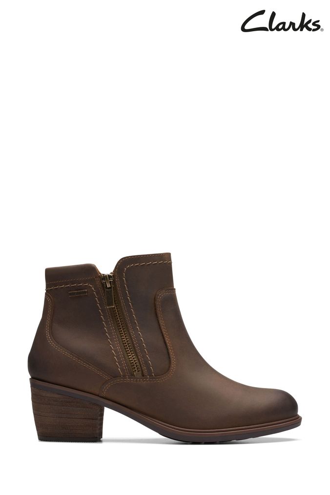Clarks Brown Leather Neva Western Boots (D68080) | £110