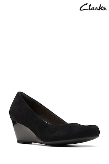 Clarks Black Standard Fit (F) Combi Suede Flores Tulip Shoes (D68084) | £60