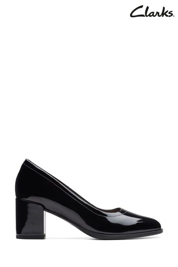 Clarks Black Standard Fit (F) Patent Freva 55 Court Shoes (D68087) | £80