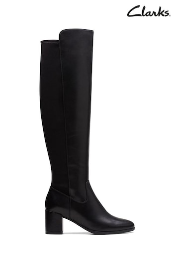 Clarks Black Leather Freva 55 Stretch Boots (D68095) | £180