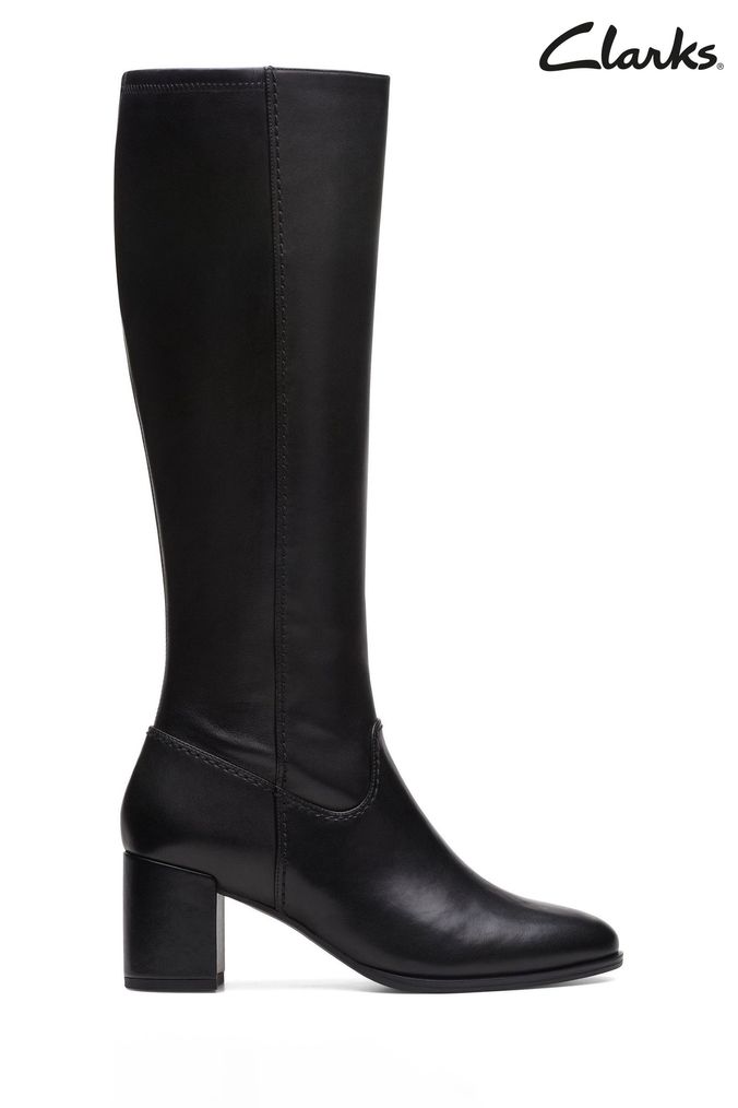 Clarks Black Leather Freva55 Long Boots (D68097) | £170