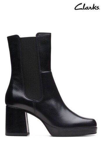 Clarks Black Leather Pique Up Boots (D68116) | £140