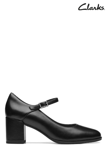 Clarks Black Leather Freva55 Strap Shoes (D68120) | £80