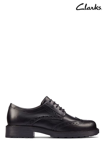 Clarks Black Wide Fit Leather Orinoco2 Limit Shoes (D68133) | £80