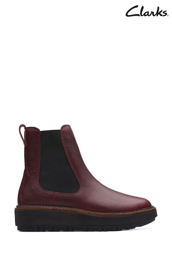 Clarks Red Leather Orianna Up Boots (D68141) | £130
