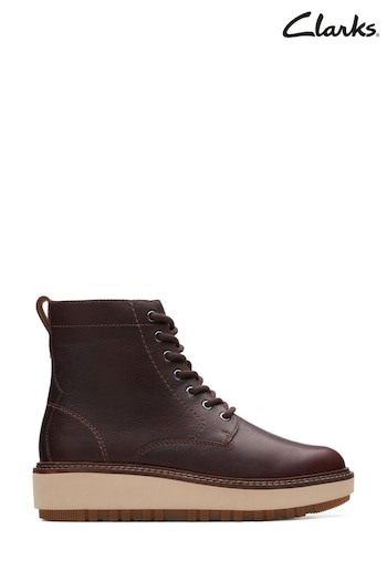 Clarks Brown Leather Orianna Lace Boots (D68142) | £130