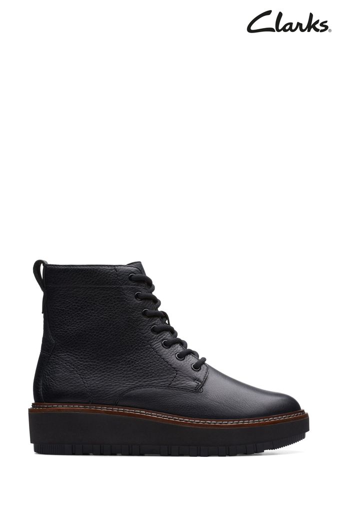 Clarks Black Leather Orianna Lace Boots (D68143) | £130