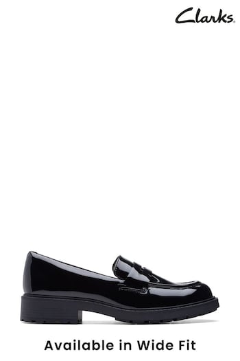 Clarks Black Patent Wide Fit (G) Orinoco Penny Shoes (D68146) | £80