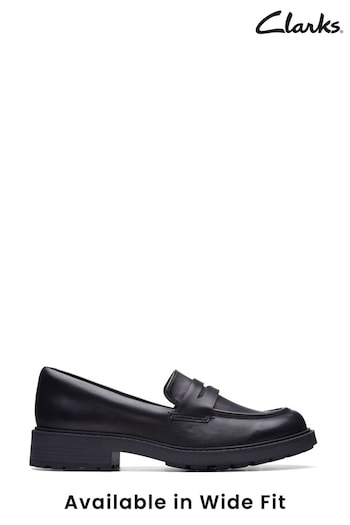 Clarks Black Wide Fit (G) Leather Orinoco Penny Shoes (D68147) | £80