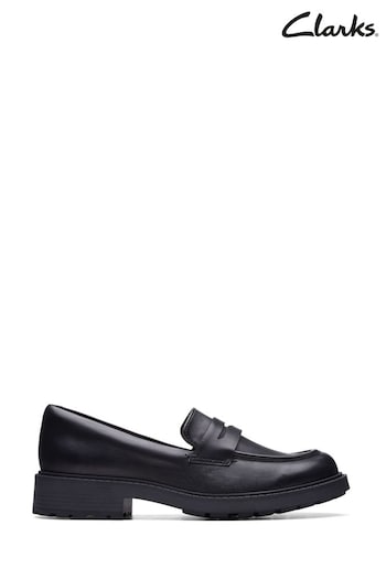 Clarks Black Standard Fit (F) Leather Orinoco Penny Loafer Shoes Celest (D68148) | £80