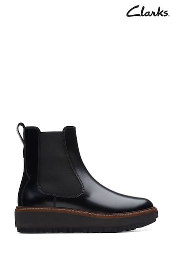 Clarks Black Leather Orianna Up Boots (D68155) | £130