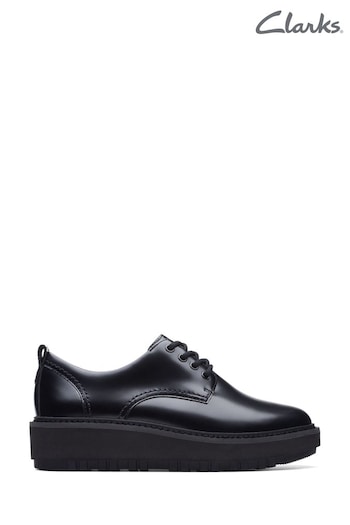 Clarks Black Leather Orianna Derby Shoes (D68156) | £90