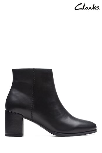 Clarks Black Leather Freva55 Zip Boots (D68159) | £100