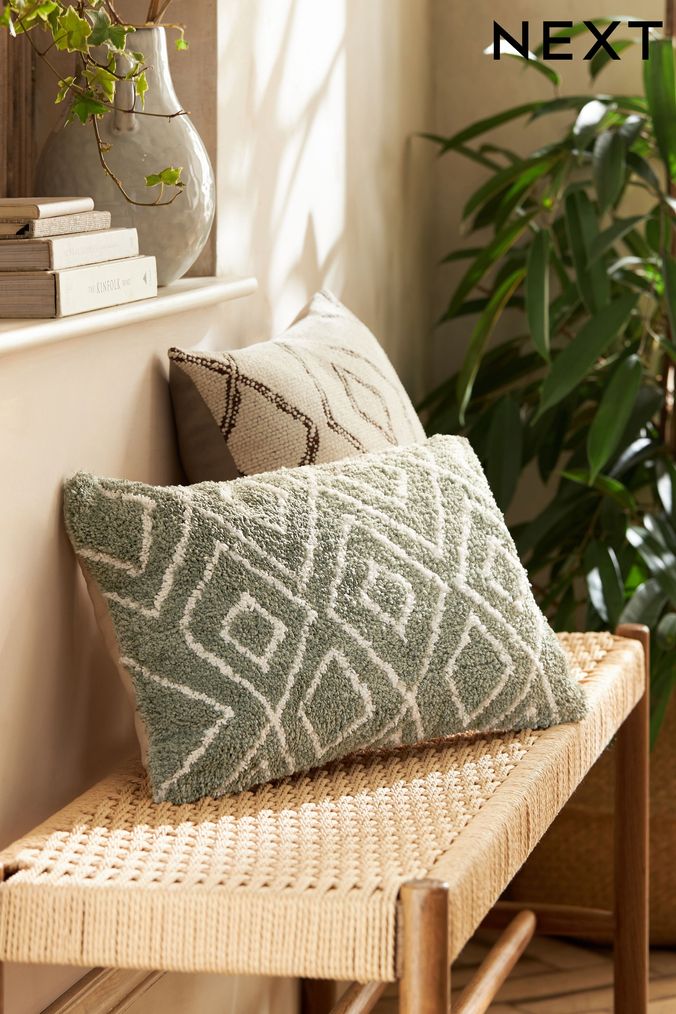 Buy Green Geometric Cushions Homeware Cushionsandthrows Online