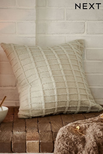 Natural Textured Grid Cushion (D68183) | £16