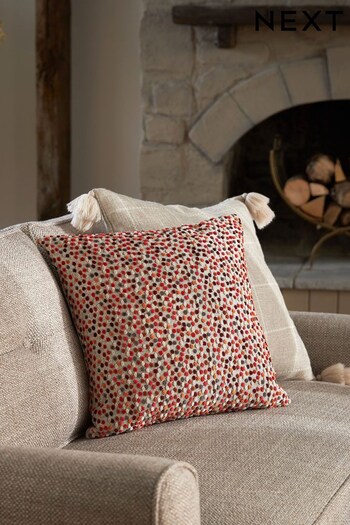 Orange Velvet Spot Cushion (D68194) | £25
