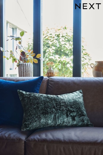 Navy Blue Velvet Abstract Large Oblong Cushion (D68205) | £24
