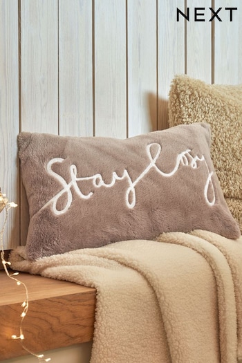 Natural Stay Cosy Faux Fur 50 x 30cm Cushion (D68209) | £16