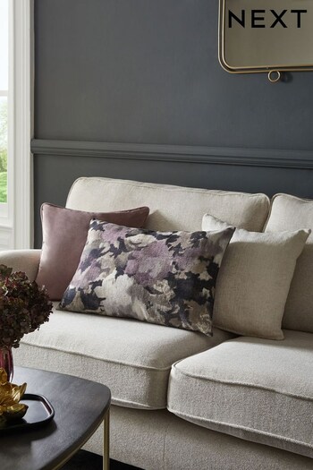 Purple Textured Floral Cushion (D68210) | £20