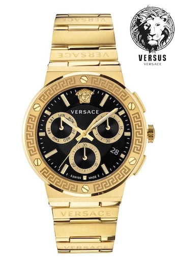 Versace Gents Gold Tone Greca Logo Chrono Watch (D68259) | £1,350