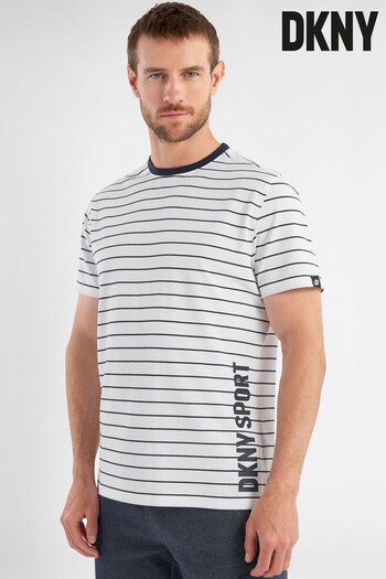 DKNY Sports Adrift White Striped T-Shirt (D68295) | £30