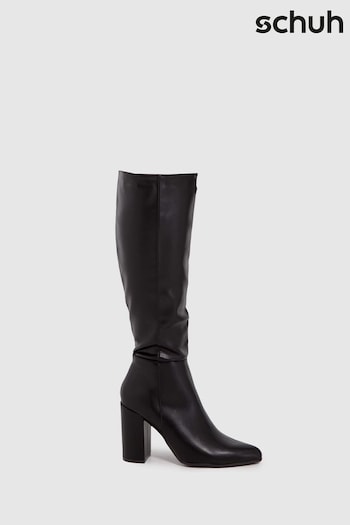 Schuh Black Delta Block Heel Knee Boots (D68432) | £65