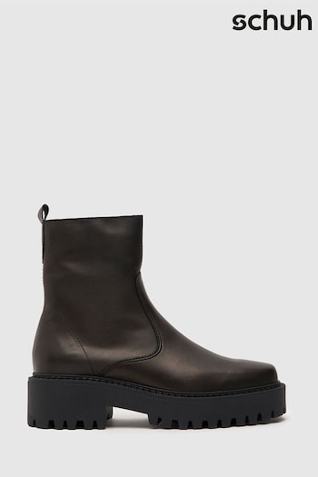 Schuh April Black Clean Leather Boots (D68466) | £80